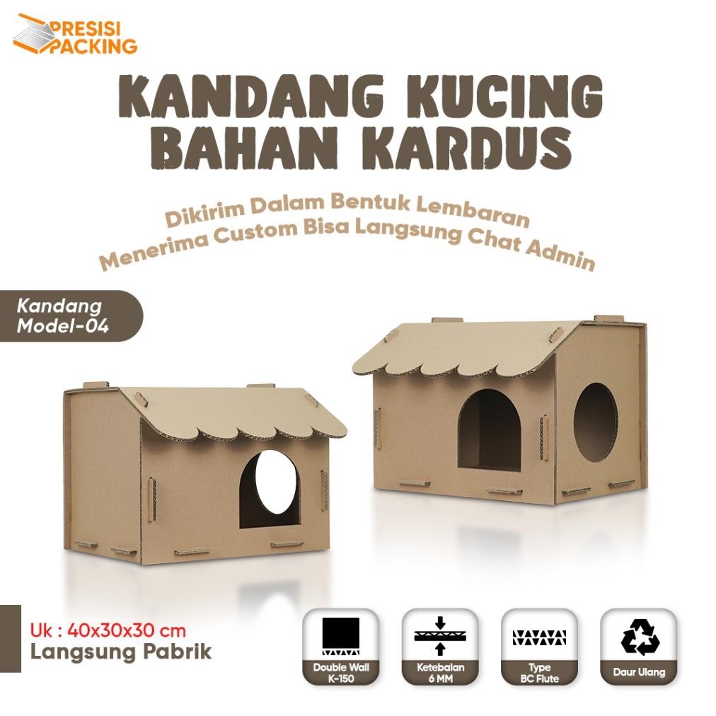 READY Rumah Kucing bahan kardus untuk mainan hewan peliharaanPremium P-02 Bahan Kardus 6mm Ukuran 40