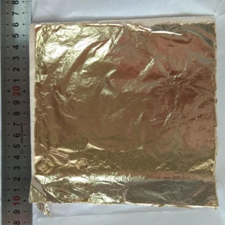 Gold Leaf 16X16Cm / Kertas Gliding Foil / Kertas Foil / Prada Sepuh Emas - 100Pcs