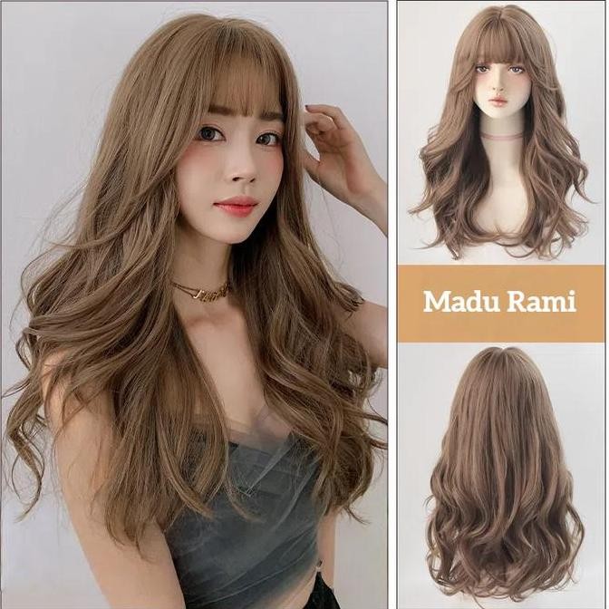 Wig wanita full kepala Curly rambut Wave blow Wig rambut panjang Wig daily Wig rambut panjang curly 