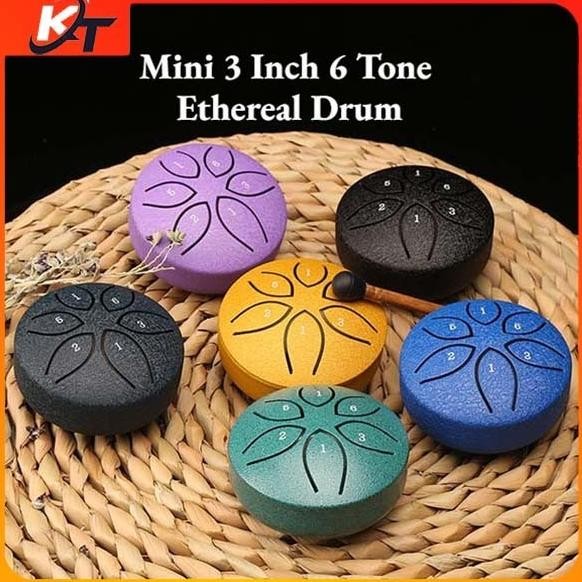 Mini 3 Inch 6 Tone Ethereal Drum Mini Drum Kecil Alat Musik Sederhana dan Portabel untuk Pemula Sisw