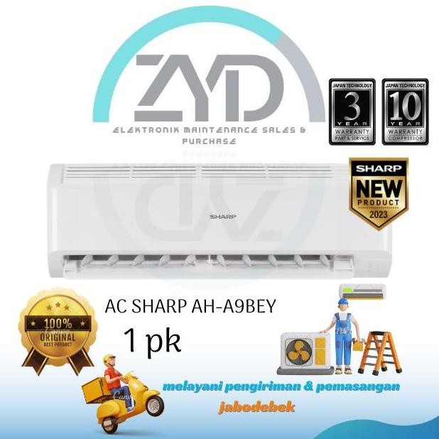 DT100 }} SHARP AC Sharp 1PK R32 Type AH-A9BEY Unit Only Garuda Series 9000BTU Superjet Mode Remote C