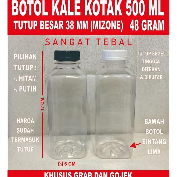 Botol Kale Kotak 500 ml Tebal - Botol Plastik 500 ml Tebal