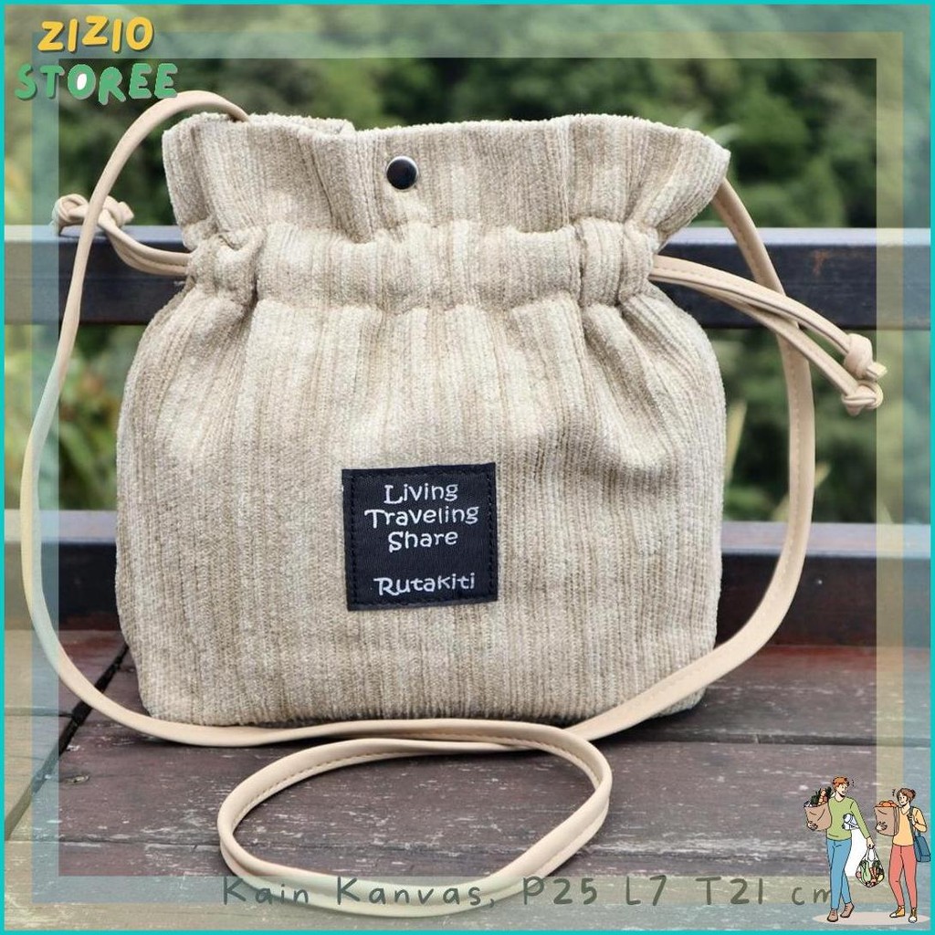 Tas Slingbag Mini Serut Tali Panjang Slempang Cewek Simpel Minimalis Murah COD Semarang Buat Lebaran
