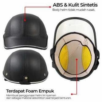 Helm Sepeda Model Topi Baseball Stylish Bahan Kulit Skuter Elektrik