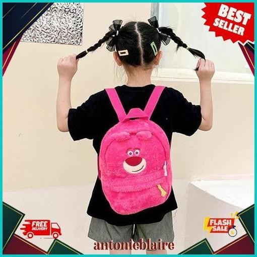 BOO Tas Ransel Disney Plushie Karakter Lotso Monster Mini Inc Pooh Backpack Viral Bulu Lucu Kecil Wa
