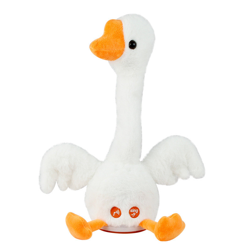 Mainan plush bebek kecil yang bisa berbicara, bernyanyi, dan menari