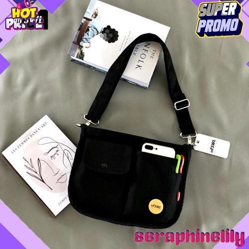 tas selempang bahu sling shoulder soulder sholder shoulderbag bag kanvas canvas wanita cewek Hale HL