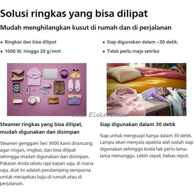 Philips Handheld Steamer STH3010/70 - Setrika Uap Portable - setrika travel - setrika philips