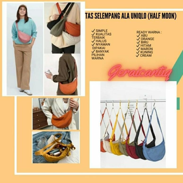 Miliki - Tas Bahu Mini Selempang Ala Uniqlo Waist Sling Bag Half Moon ~