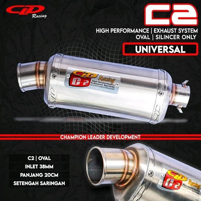 Silencer Only Knalpot Cld Racing Type C2 Bulat/Oval Inlet 38 Mm