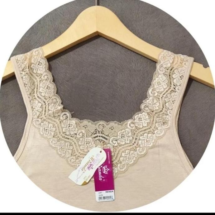 KAMISOL/CAMISOL TANG/TANK TOP DALEMAN KAOS WANITA MIRANDA 7369 KRAH V RENDA L/XL JUMBO HITAM/PUTIH/W