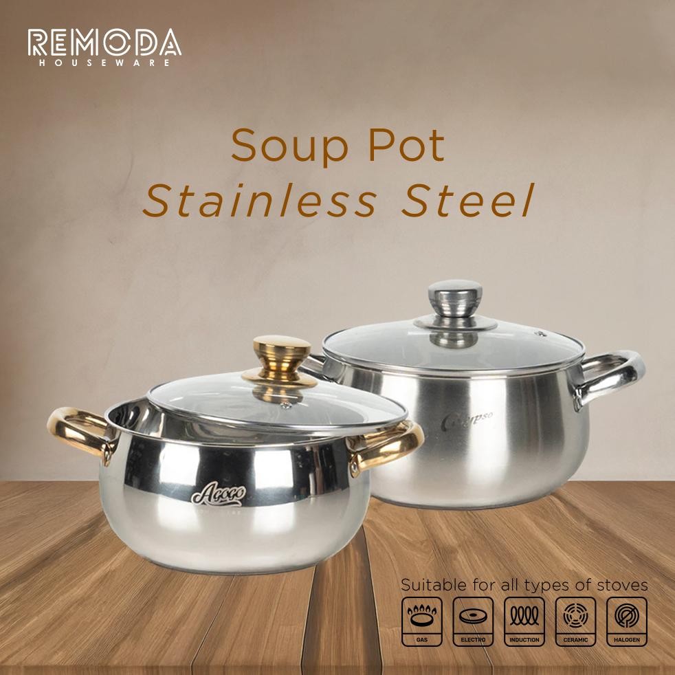 Agogo Soup Pot Silver & Gold 20-24cm Stainless Steel