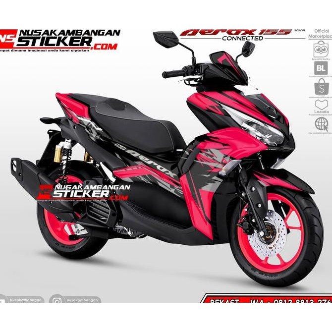 Stiker Aerox 155 VVA Connected Grafis Merah Motorcycle Original