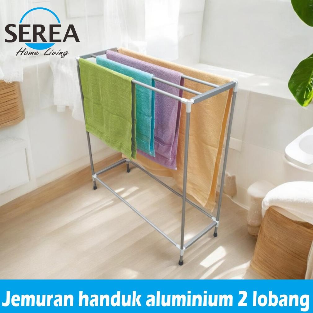 Jemuran Handuk Berdiri Aluminium Minimalis 4 Handuk/Rak 4 Handuk Minimalis Aluminium 4 Lobang Handuk