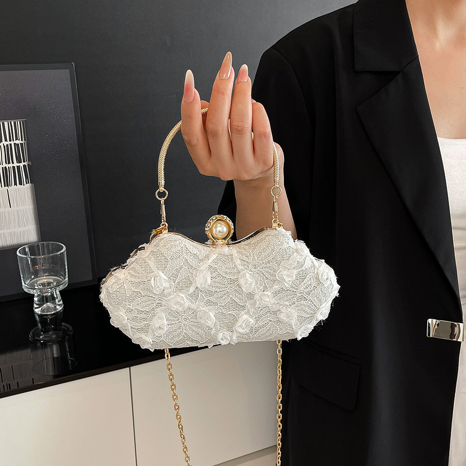 [COD] Tas malam kecil bergaya Chanel, tas tangan renda baru, tas selempang bahu rantai