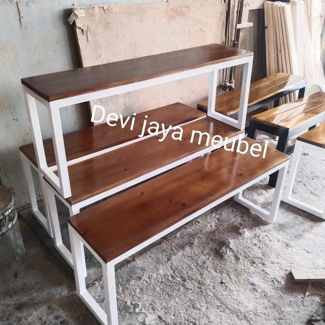 NEW - bangku panjang besi minimalis kayu