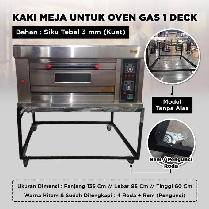 PROMO DISKON - OSSEL Kaki Meja Oven Meja Kaki Oven 1 Deck 2 Tray Siku Tebal 4 Roda Rem