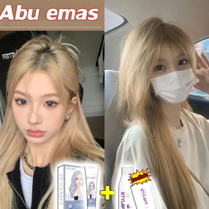 Cat Rambut Grey Gold Hair Dye Pewarna Abu Abu Emas Untuk Wanita Pria Warna Natural Cover Uban Tanpa 