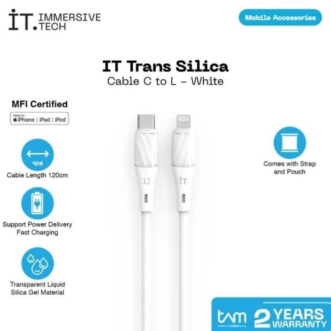 iT Trans Silica Cable Charger iPhone USB Type C to L Lightning White