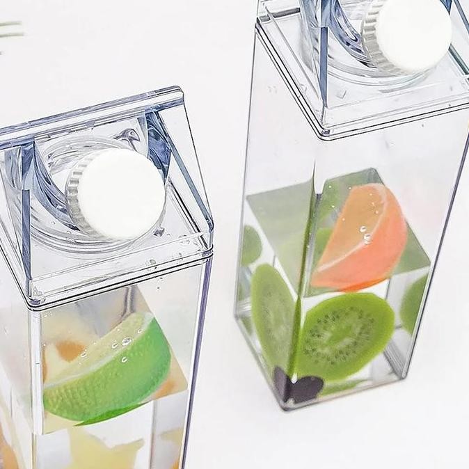 Botol Susu Akrilik Bentuk Kotak Botol Minum Rak Kulkas Bottle Tumblr Jus Buah