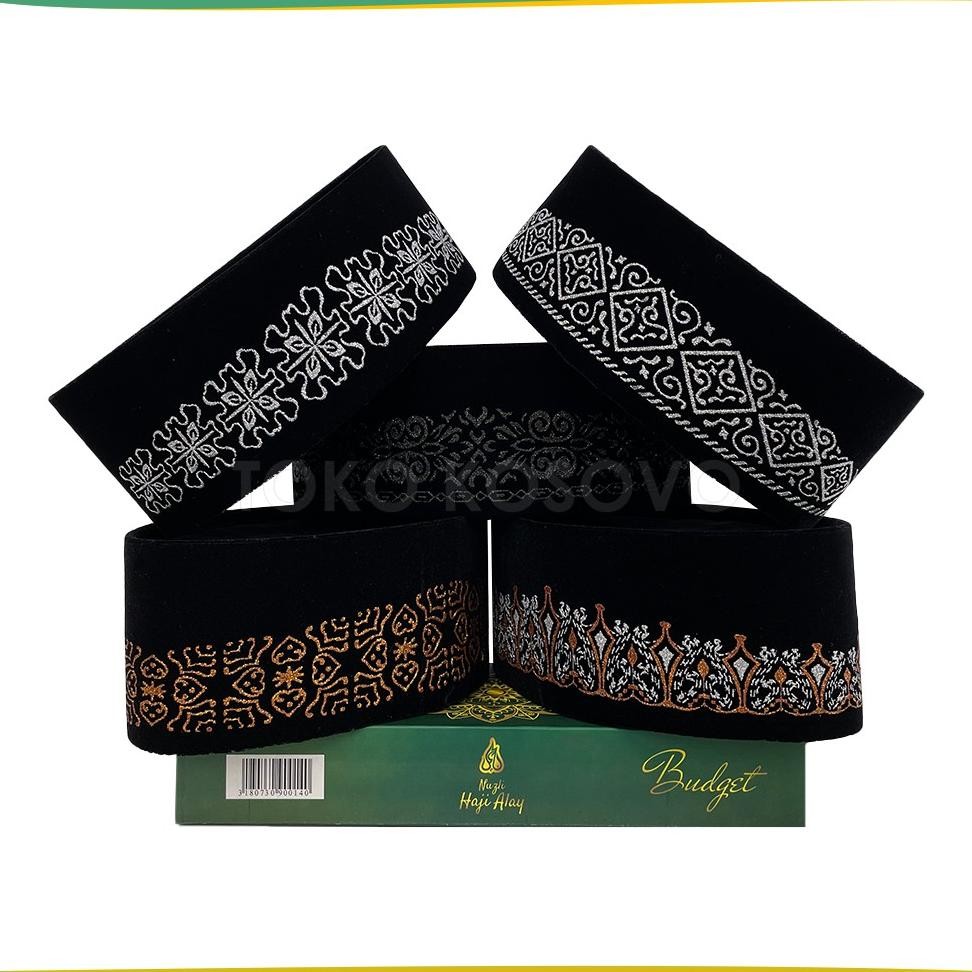 Peci Pakistan Original Quzzy Songko Haji Alay Grafer Sablon Ac Tinggi 9 Cm Peci Sholat Hitam Motif F