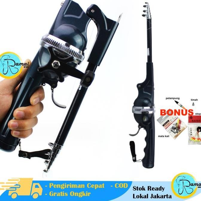 Joran Pancing Lipat joran Portable Lipat Foldable 1.3m bonus