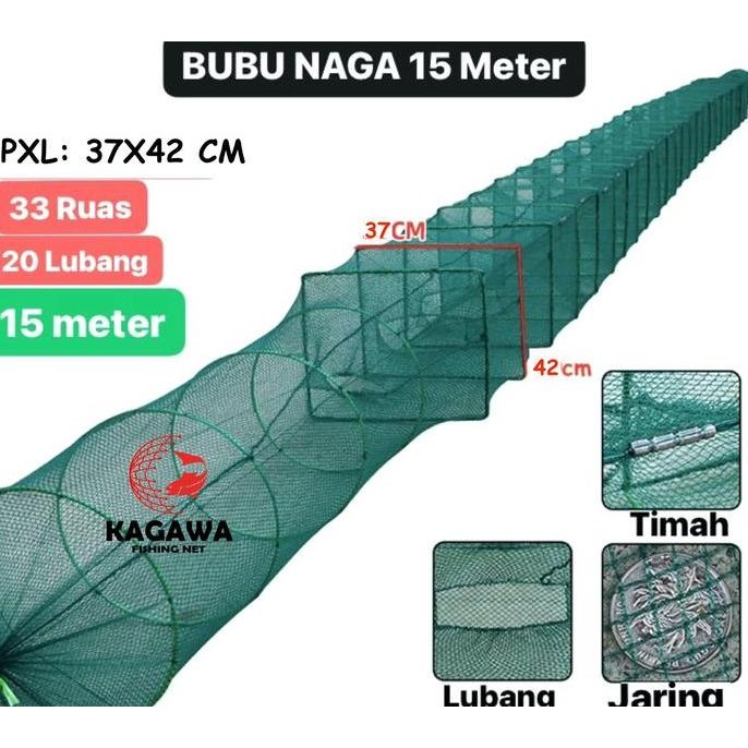 JALA BUBU NAGA 15 METER PERANGKAP IKAN UDANG LOBSTER PERSEGI BISA BAYAR DI TEMPAT JARING IKAN PANJAN
