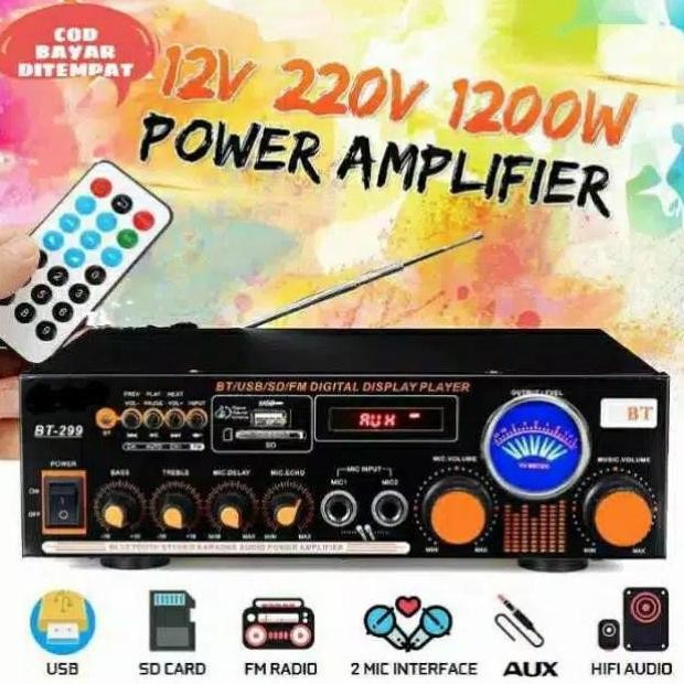 Power Amplifier Fleco Bt-299 Ac Dan Dc Ampli Bluetooth Bt 299