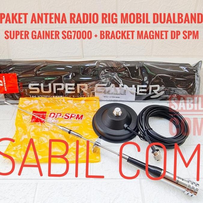 PAKET ANTENA RIG MOBIL DUALBAND SUPER GAINER SG7000 BRACKET MAGNET
