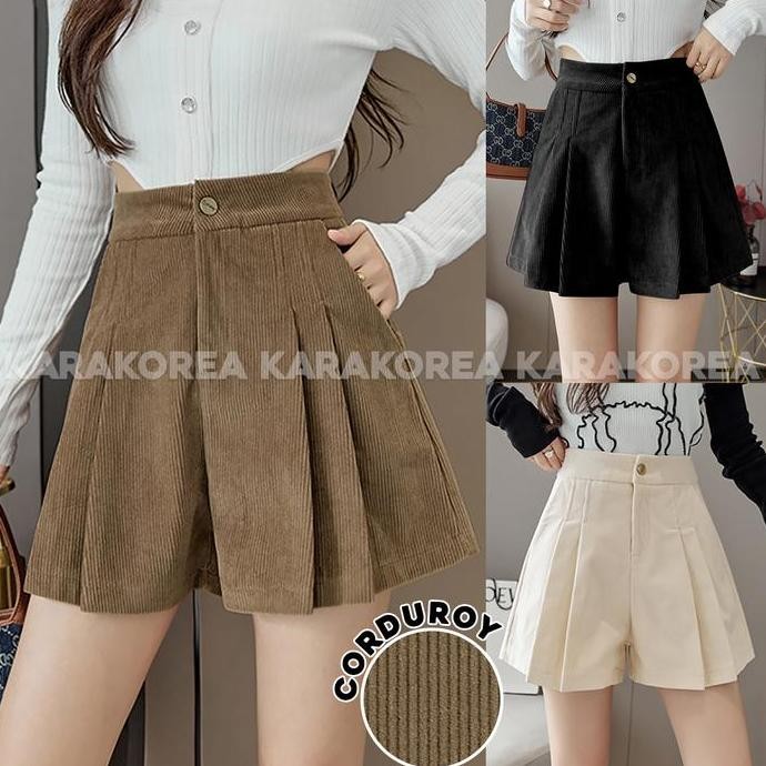TERLARIS - (303)Corduroy Velvet Short Pants/Korean Women Pants/Celana Pendek