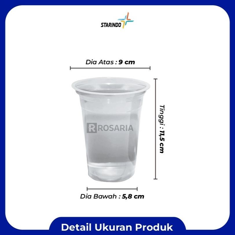 Cup Polos Datar 14 Oz Starindo 5 Gr Plastik Bening Gelas Minuman Terlaris