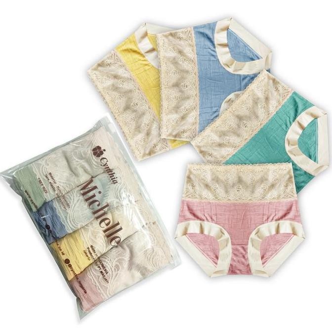 Promo CYNTHIA MICHELLE HIGH WAIST LACE PANTY PACK COD