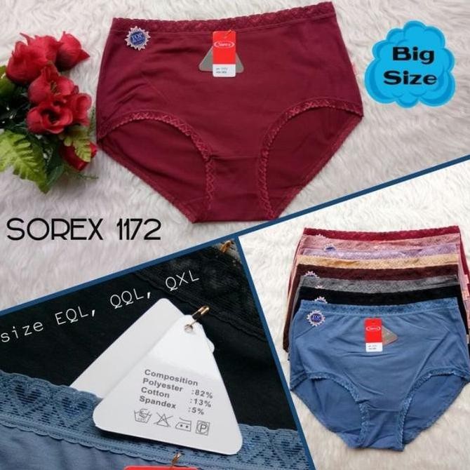 Promo Sorex 1172 | 6-PCS- LUSINAN Celana Dalam Extra Big Size / CD Wanita JUMBO EQL-QQL-QXL ( XXXL-X