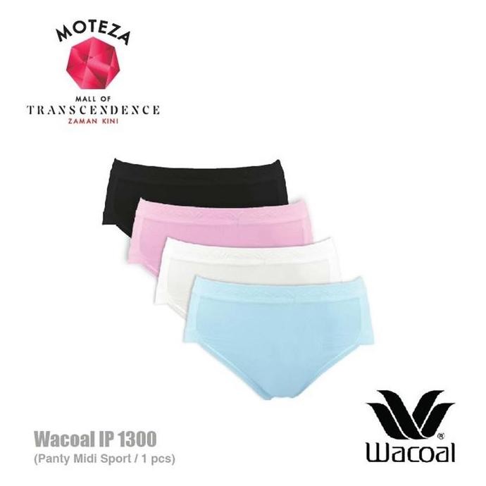 Promo Celana Dalam Wanita - Wacoal Panty Midi Sport - IP 1300 Basic Hitam Katun Nyaman COD