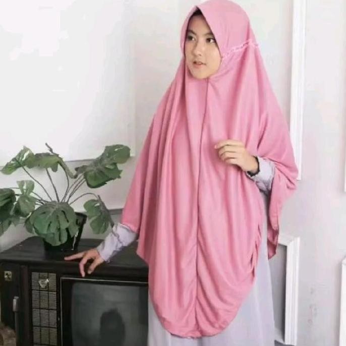 Promo Hijab Kerudung Serut Pita Rabbani KW XXL Jumbo Syar'i Kaos PE Premium - Model Random - Dewasa,