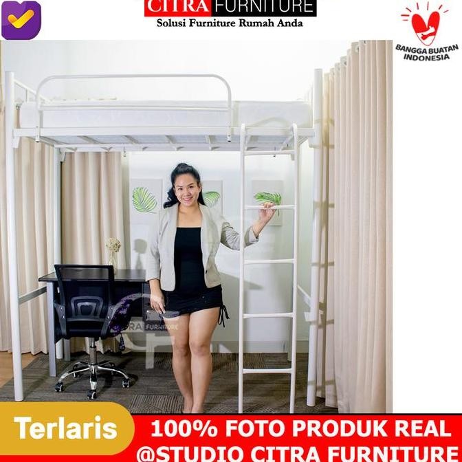 Ranjang Tingkat Besi Meja Belajar | Study Bunk Bed By SHUMO