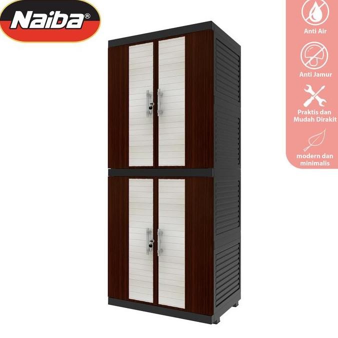 Naiba - Lemari plastik kaca Naiba fit ebony