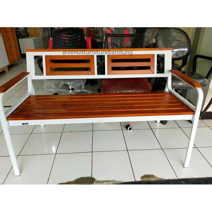Kursi teras tamu taman besi minimalis panjang 3 bench dudukan BANDUNG