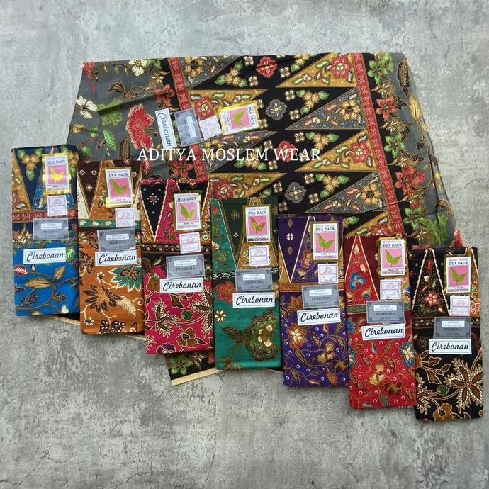 Sarung Batik Wanita Dua Daun Motif Cirebonan Katun Tebal Sudah Dijahit Kain Sarung Persalinan Bawaha