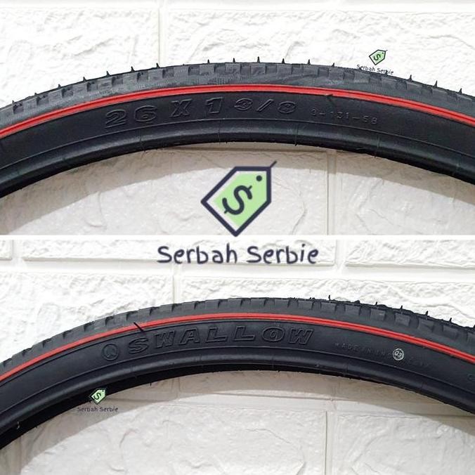 Ban Luar Sepeda 26X1 3/8 Swallow 590 26 X 1 3 Per 8 Hitam Putih Ctb Phoenix Jengki Polygon Sierra