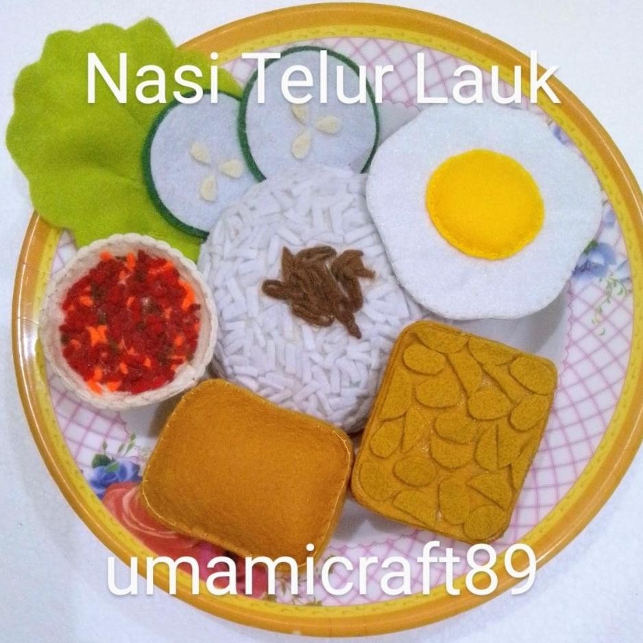 Felt Nasi Telur Nasi Telur Set Mainan Edukasi Makanan Flanel Pretend Play