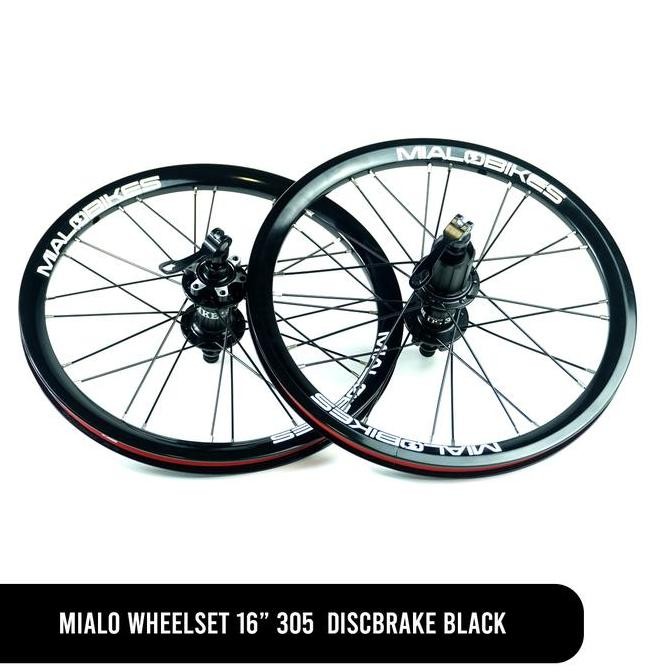 TERBARU Mialo Wheelset 16" 305 S50 Discbrake Black Aluminum BISA GOSEND