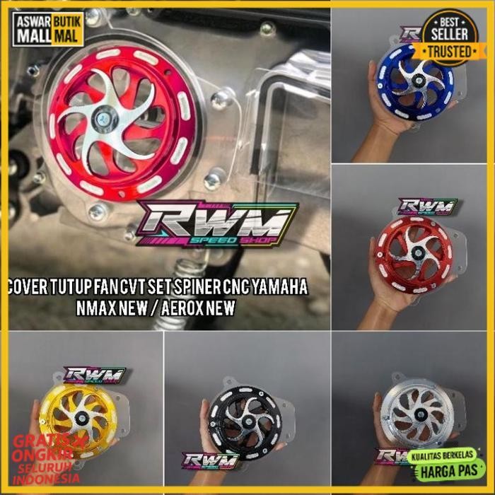 Premium Cover Tutup Fan Cvt Set Spiner Spinner Putar Yamaha Nmax New Aerox New Tutup Cvt Mika Akrili