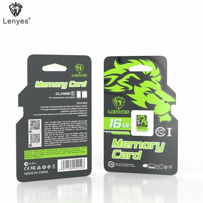 DE152 >> MEMORY CARD LENYES 16GB CLASS 10 MICRO SD KARTU MEMORI 16 GB MMC