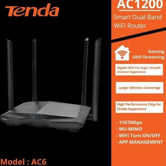DT11 >> Tenda AC6 Dual Band AC1200 MU-MIMO WiFi Wireless Router AC 6 AC 1200