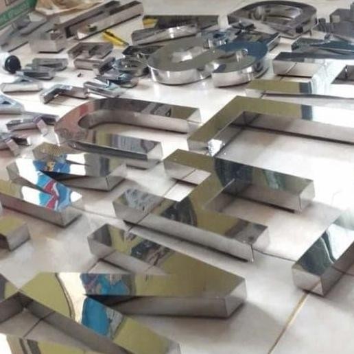 Stainless steel Huruf Timbul 3D Tulisan Nama 25cm