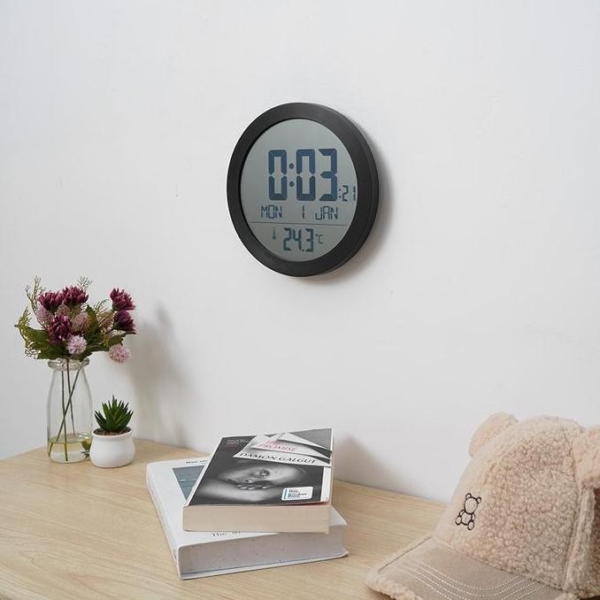 FORHOM JAM DINDING LCD DIGITAL ROUND - HITAM