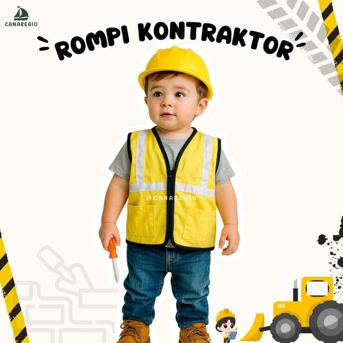 Baju Profesi Anak Kontraktor Kostum Rompi Pekerja Proyek