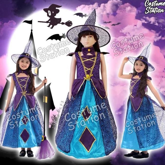 Kostum Witch / Costume Nenek Sihir, Penyihir Halloween Anak Perempuan