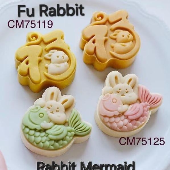 CETAKAN KUE BULAN (50GR & 75GR) MOONCAKE PRESS (1PC) IMLEK NASTAR MOLD PREMIUM-RABBIT